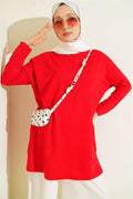 Heart Detail Basic Tunic Red