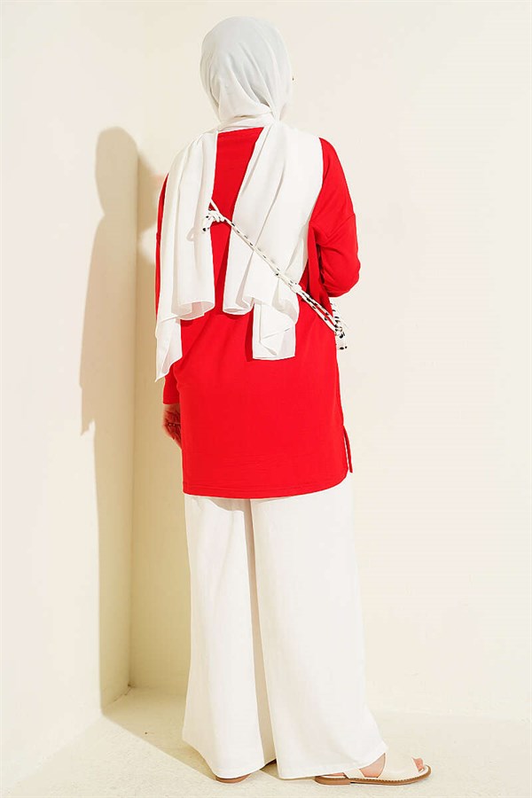 Heart Detail Basic Tunic Red