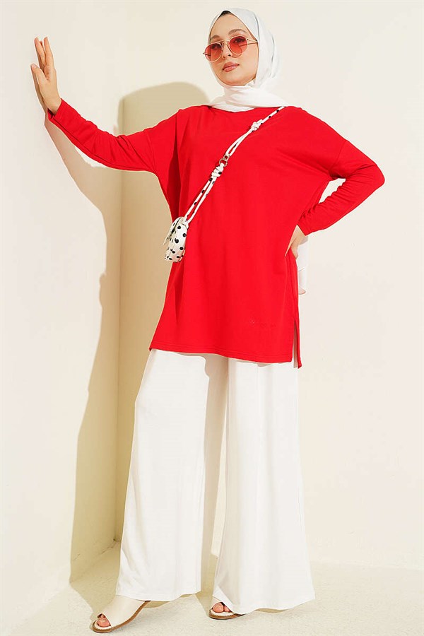 Heart Detail Basic Tunic Red