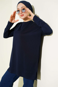 Heart Detail Basic Tunic Dark Navy