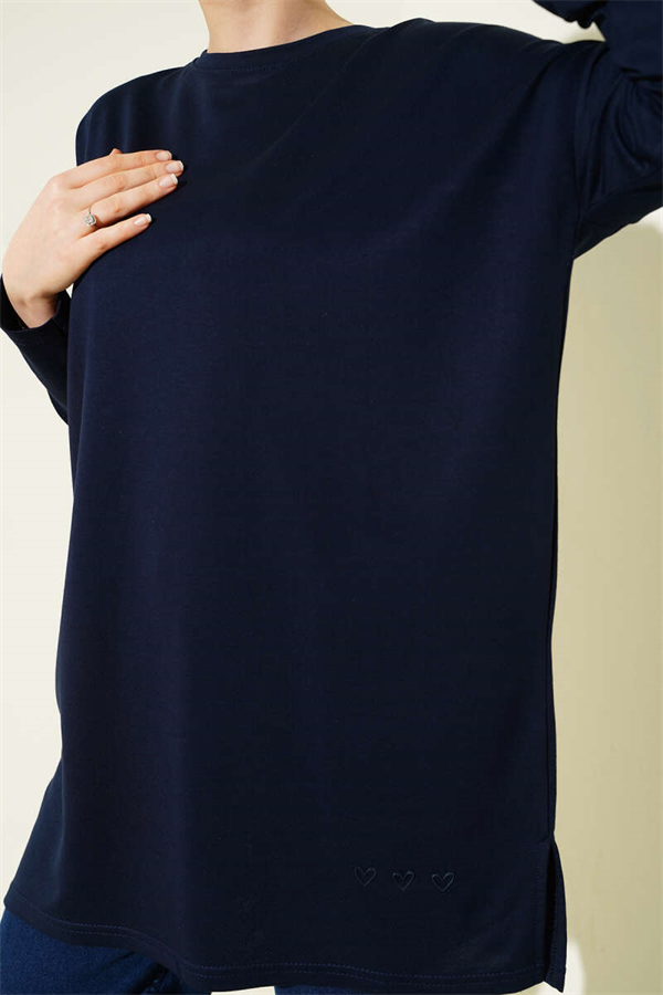 Heart Detail Basic Tunic Dark Navy