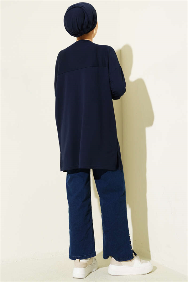 Heart Detail Basic Tunic Dark Navy