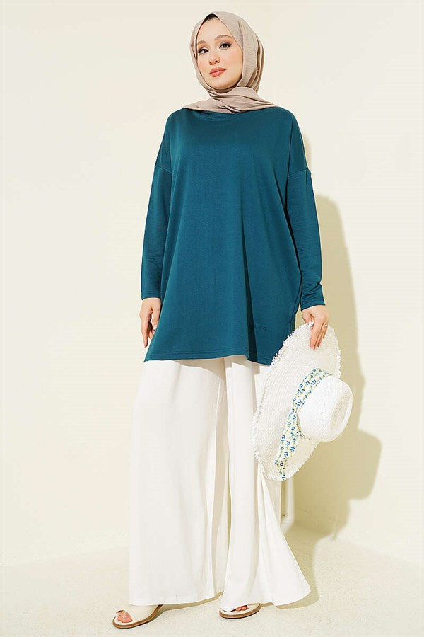 Heart Detail Basic Tunic in Petrol