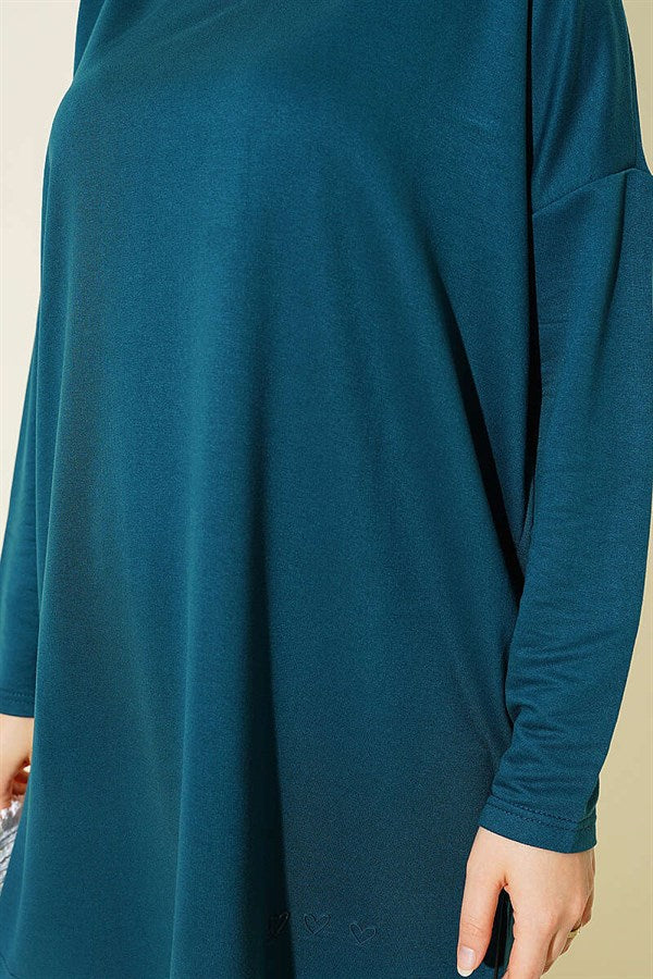 Heart Detail Basic Tunic in Petrol