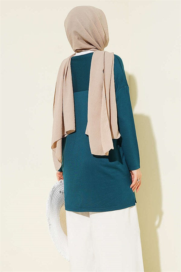 Heart Detail Basic Tunic in Petrol