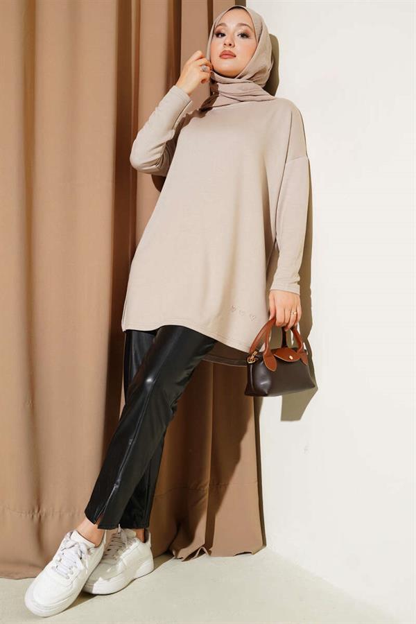 Heart Detail Basic Tunic Stone