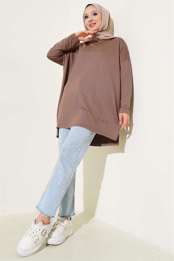 Heart Detail Basic Tunic in Mink