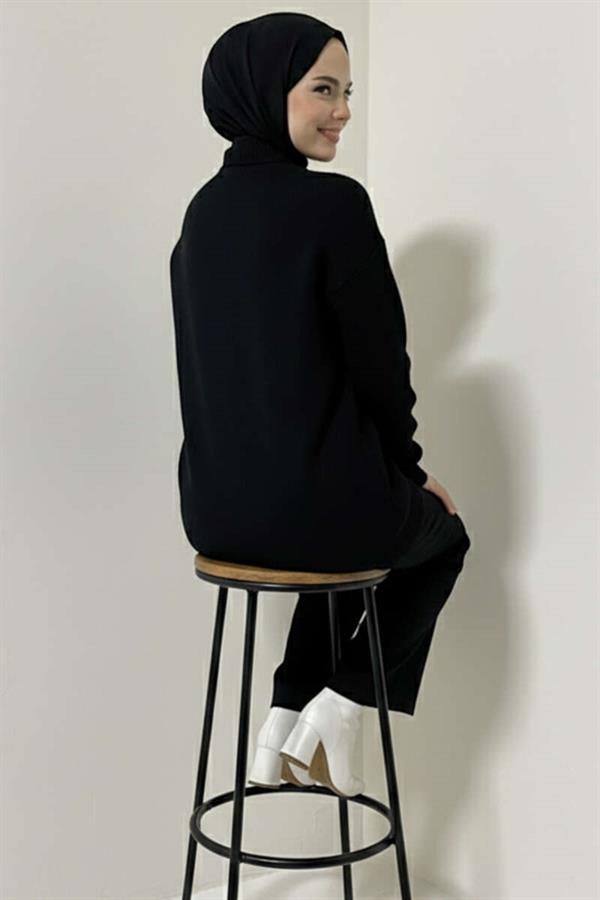 Heart Embroidered Knitwear Sweater Black