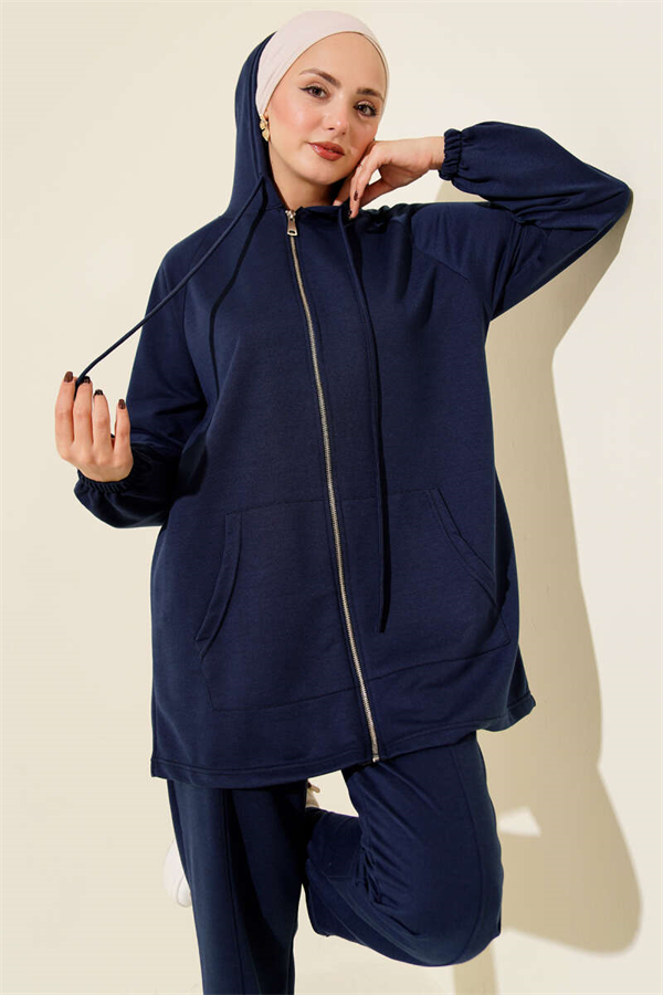 2 Piece Set with Kangaroo Pocket and Zipper - Parliament