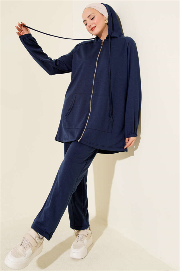 2 Piece Set with Kangaroo Pocket and Zipper - Parliament