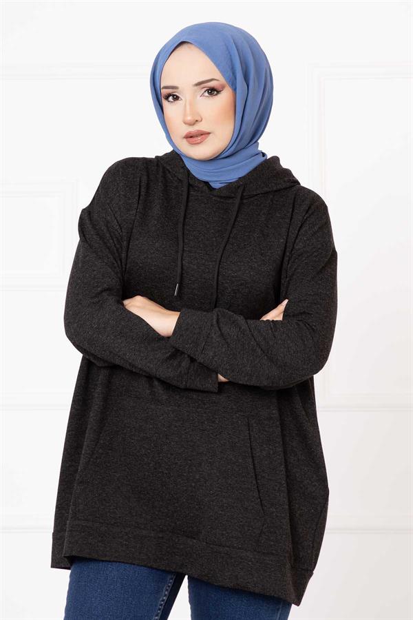 Kangaroo Pocket Hijab Sweatshirt Anthracite