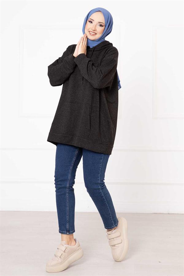 Kangaroo Pocket Hijab Sweatshirt Anthracite