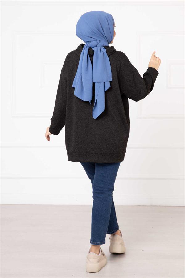 Kangaroo Pocket Hijab Sweatshirt Anthracite