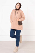 Kangaroo Pocket Hijab Sweatshirt Camel