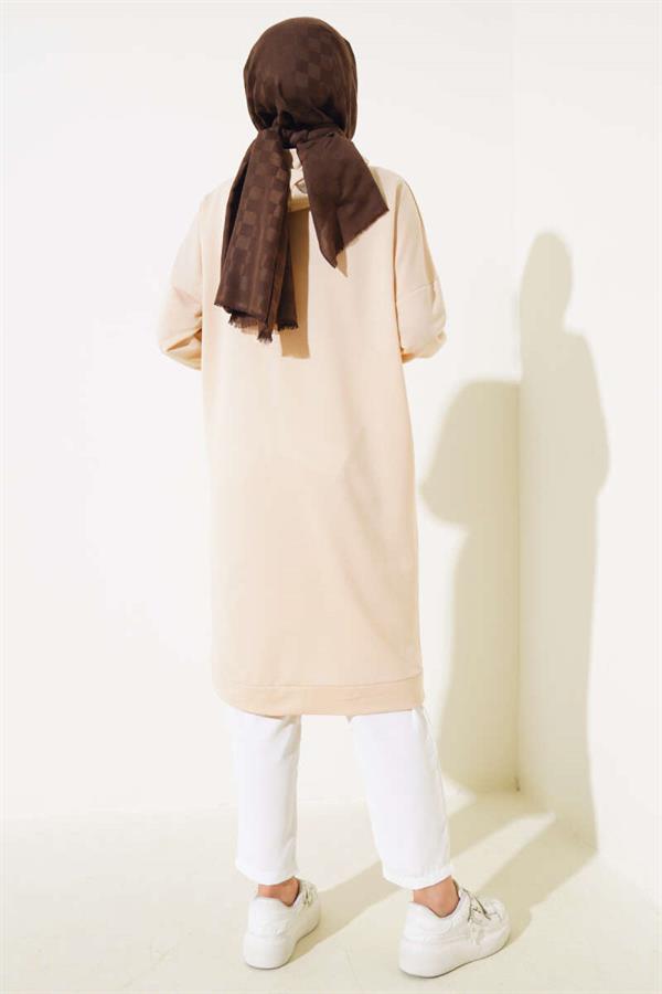  Kangaroo Pocket Tunic Beige