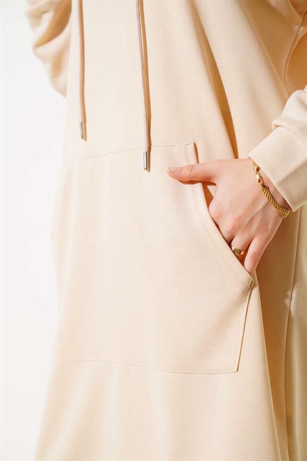  Kangaroo Pocket Tunic Beige