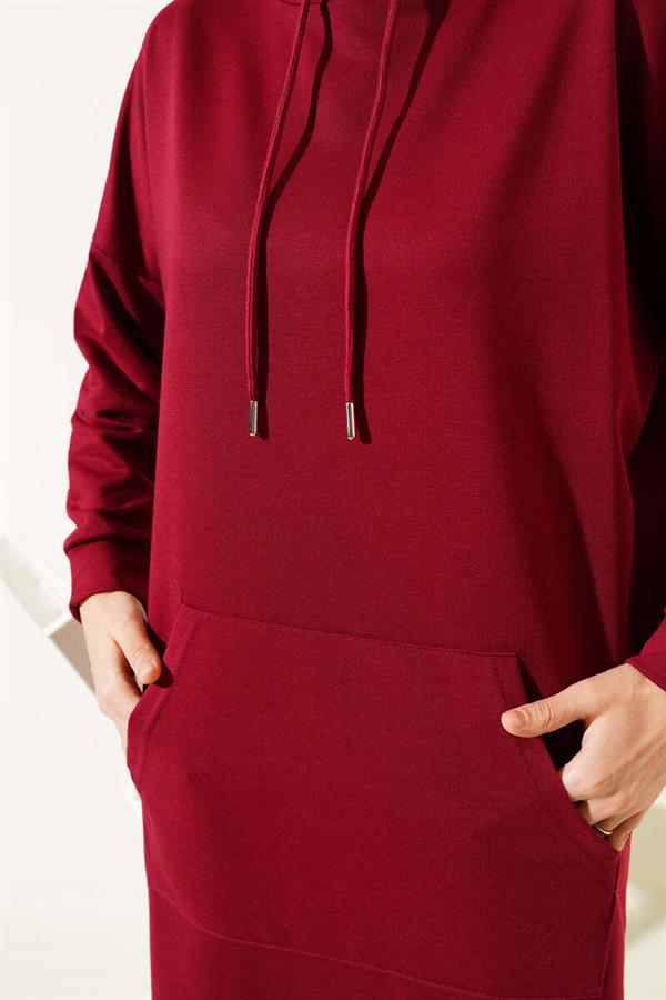 Kangaroo Pocket Tunic Claret Red