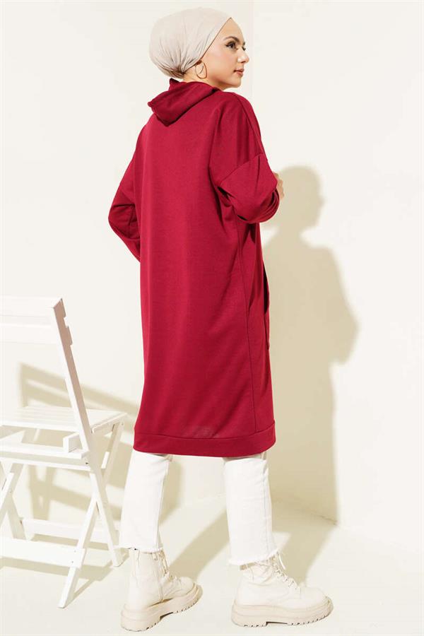 Kangaroo Pocket Tunic Claret Red