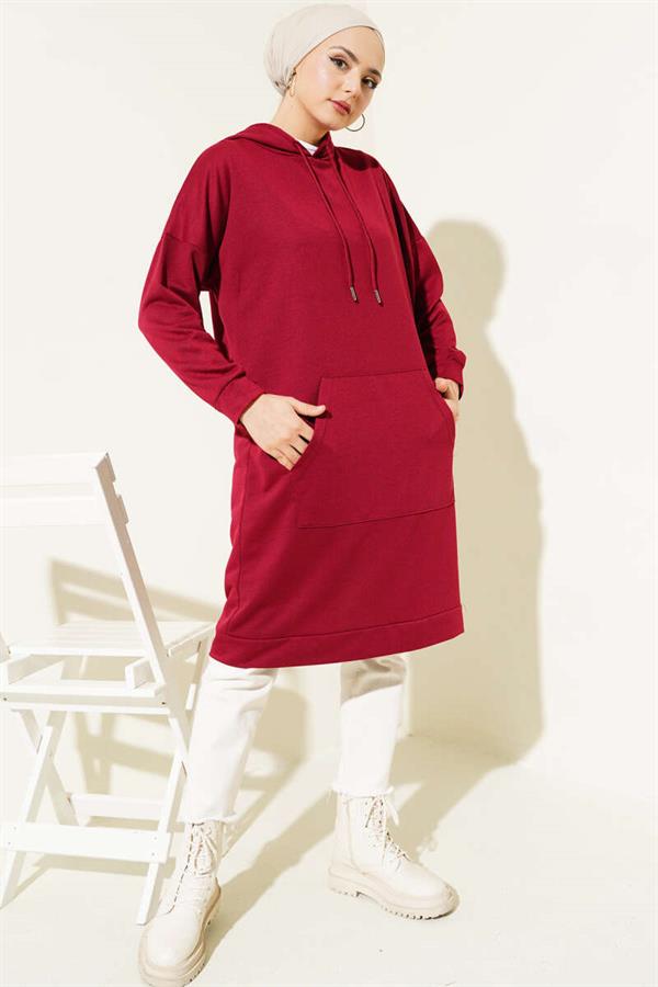 Kangaroo Pocket Tunic Claret Red