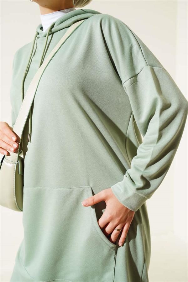 Kangaroo Pocket Tunic Almond Green