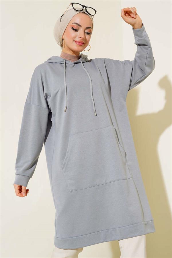 Kangaroo Pocket Tunic Gray