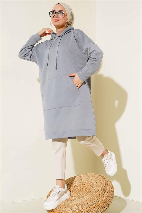 Kangaroo Pocket Tunic Gray