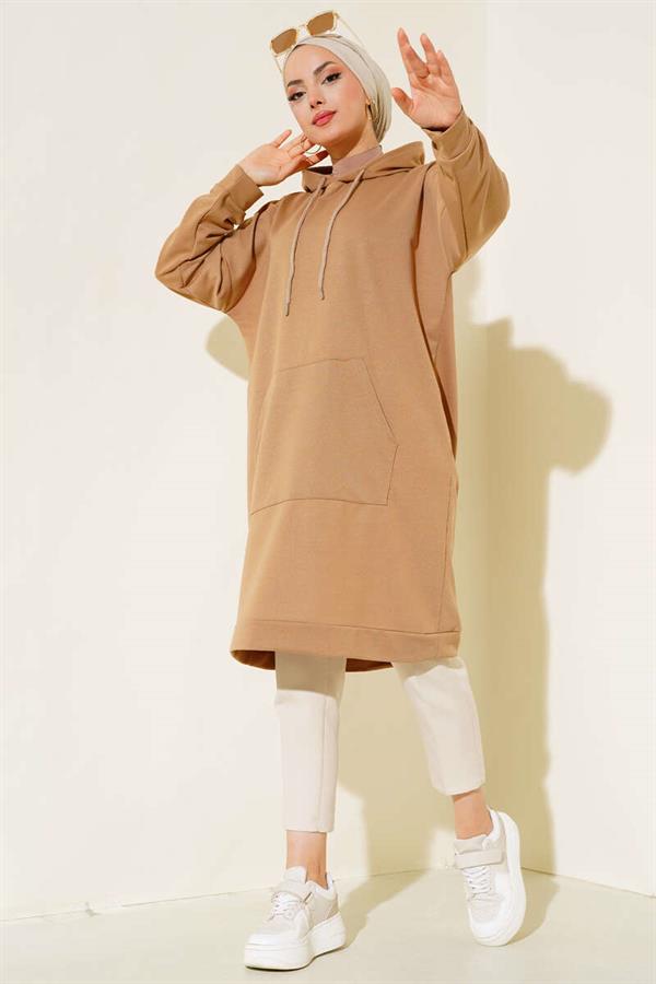 Kangaroo Pocket Tunic Latte