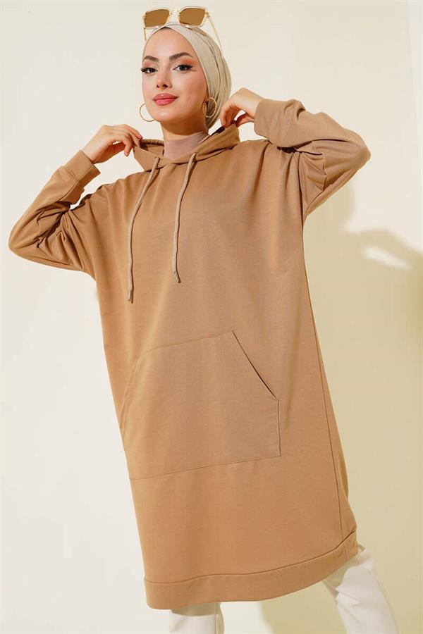 Kangaroo Pocket Tunic Latte