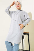Kangaroo Pocket Tunic Melange Grey