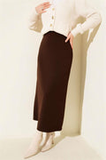 Closed Slit Pencil Skirt Bitter Brown