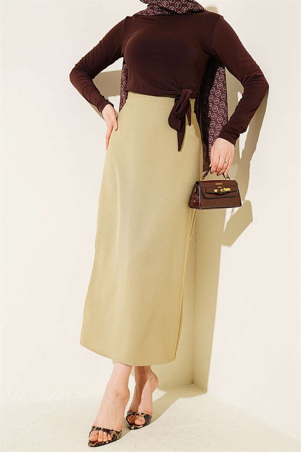 Closed Slit Pencil Skirt, Light Green