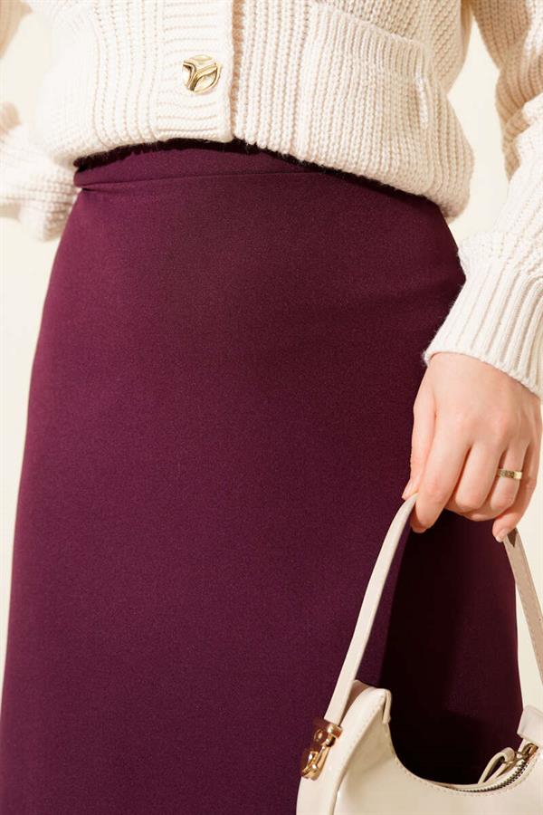 Closed Slit Pencil Skirt Purple