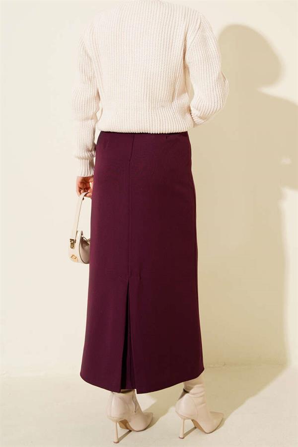 Closed Slit Pencil Skirt Purple
