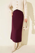 Closed Slit Pencil Skirt Purple