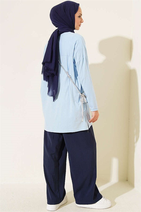 Door Print Basic Tunic Blue