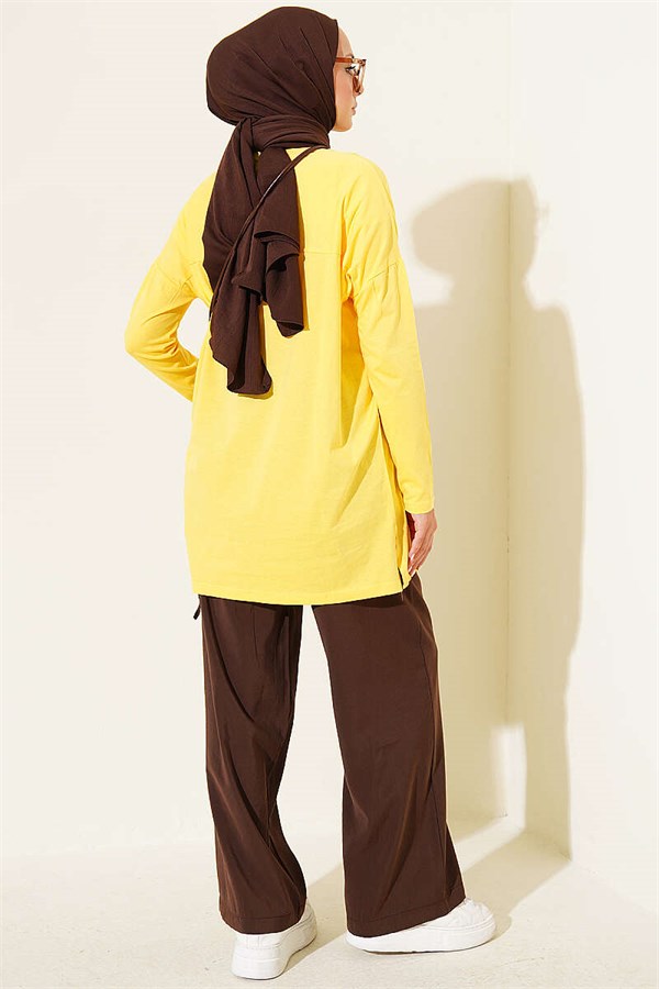 Door Print Basic Tunic Yellow