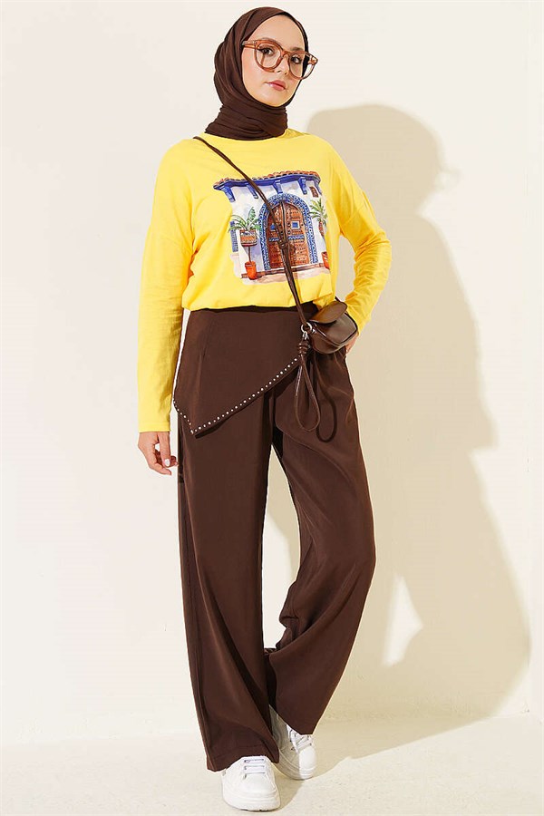 Door Print Basic Tunic Yellow