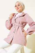 Hooded Snap Short Trench Coat Powder