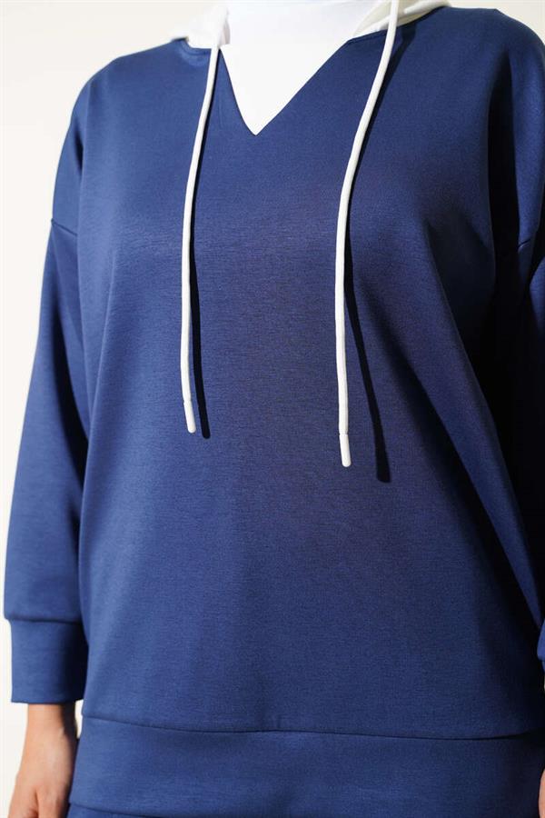Hooded 2 Piece Set Navy Blue
