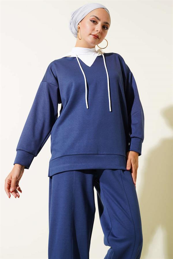 Hooded 2 Piece Set Navy Blue