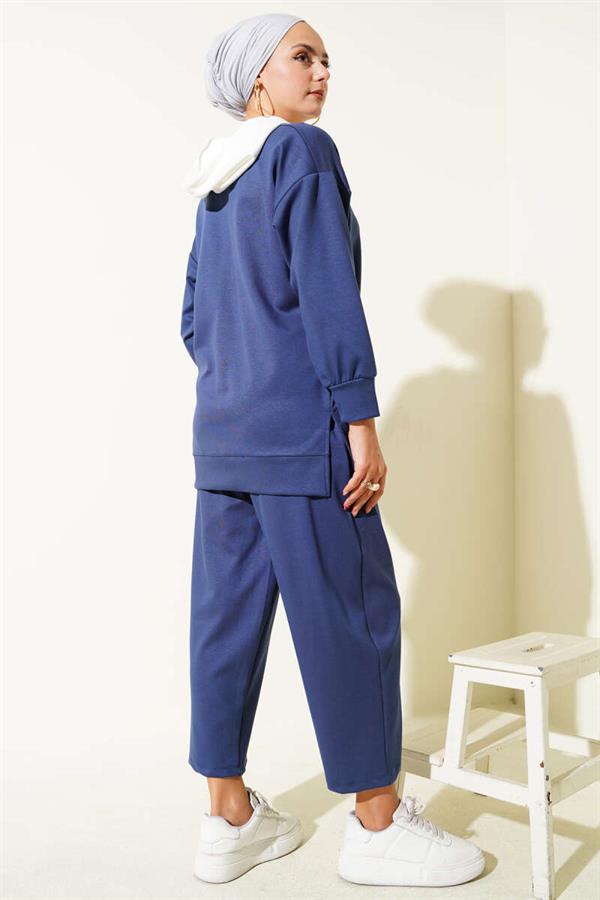 Hooded 2 Piece Set Navy Blue