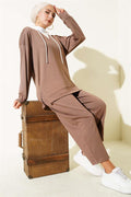 Hooded Garnished 2 Piece Set Mink