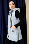 Hooded Boucle Vest Baby Blue