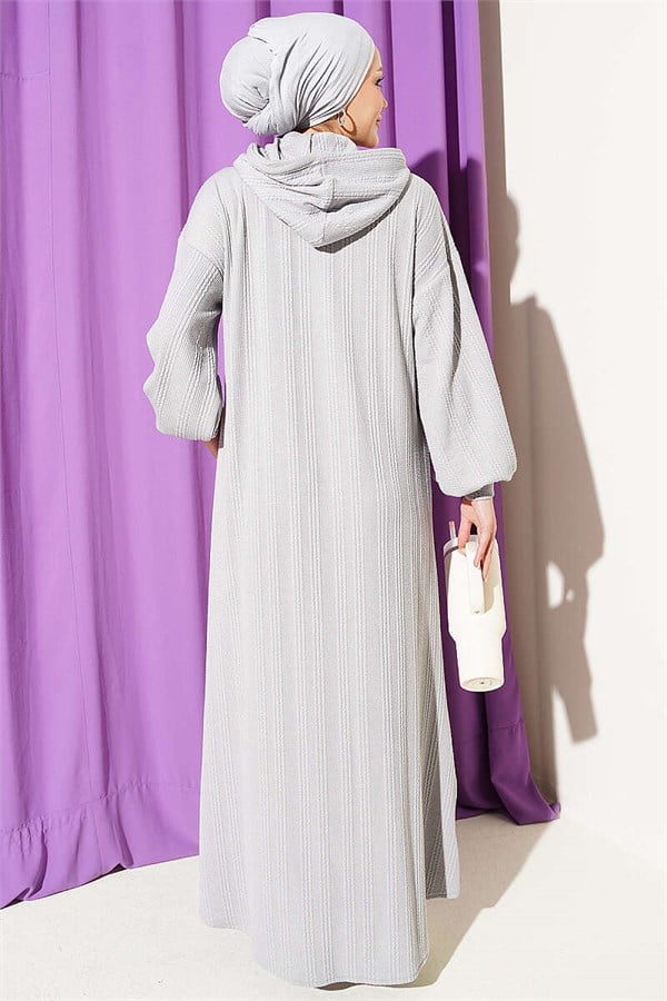 Hooded Dress with Pocket Detail, Grey