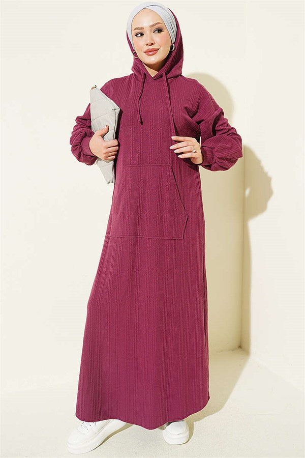 Hooded Dress with Pocket Detail, Purple