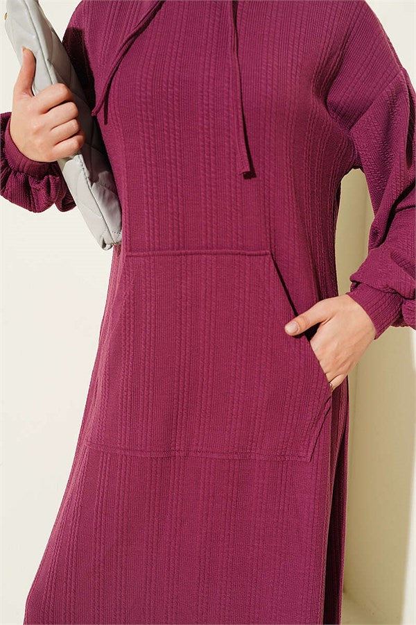 Hooded Dress with Pocket Detail, Purple