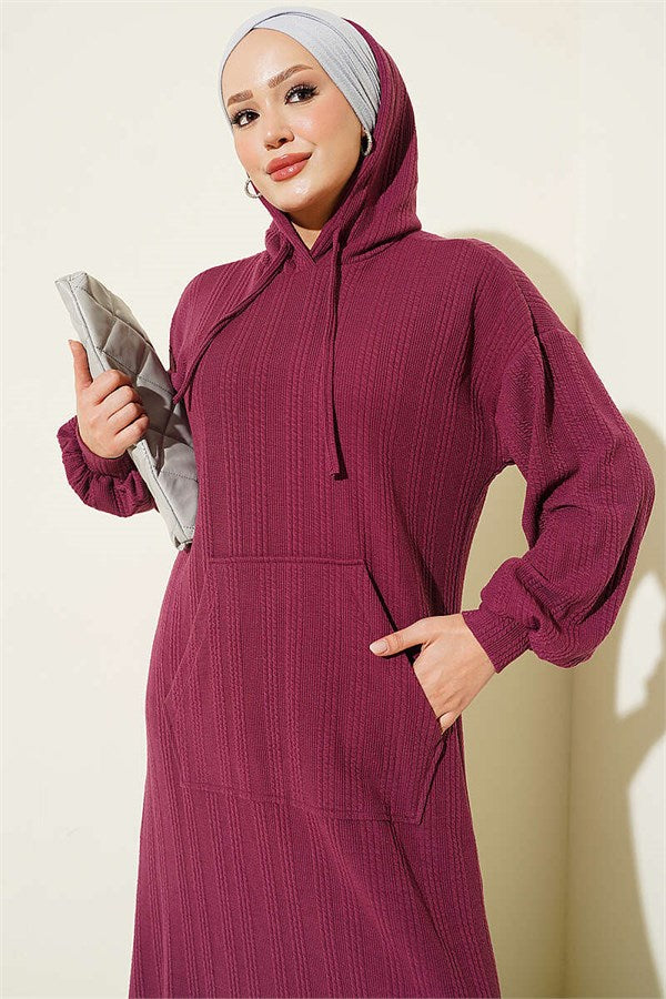 Hooded Dress with Pocket Detail, Purple