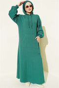 Hooded Dress with Pocket Detail, Green