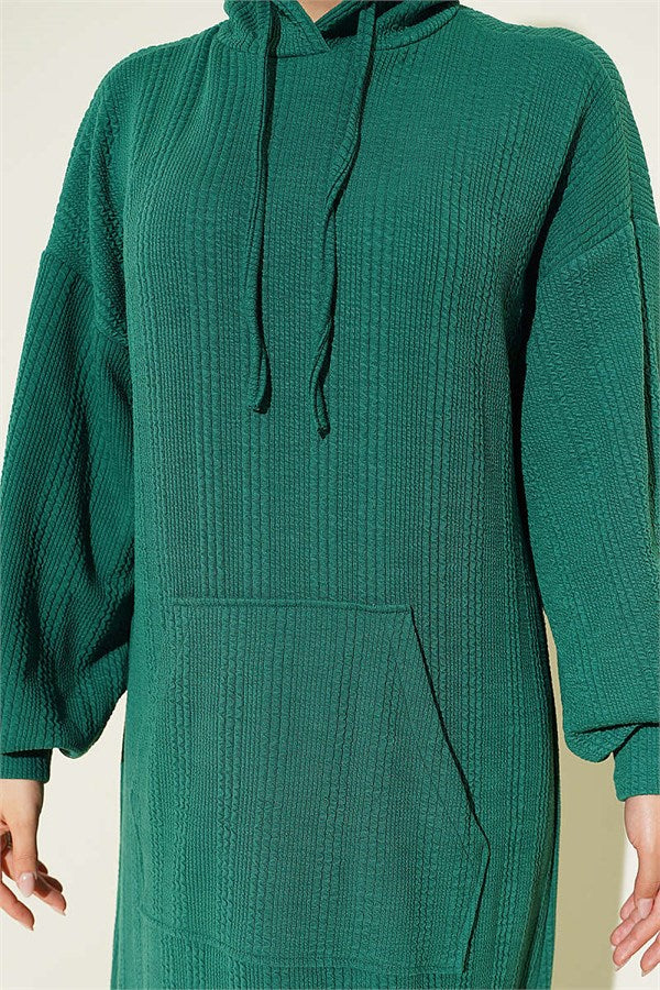 Hooded Dress with Pocket Detail, Green