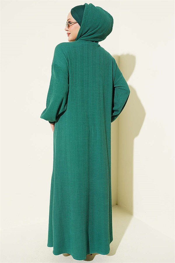 Hooded Dress with Pocket Detail, Green